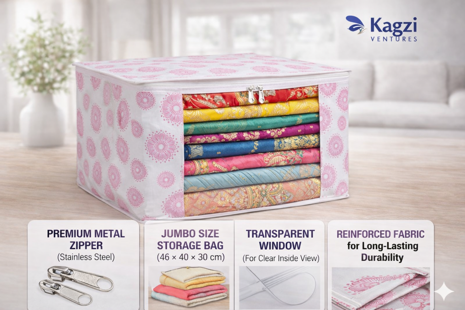 Clothes Storage Bags Jumbo Size with Transparent Window (46 x 40 x 30 cm)