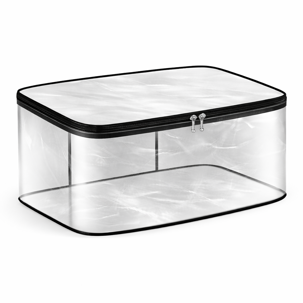 Transparent Clothes Storage Pouch with Zip | Rida, Saree, Blanket & Wardrobe Organizer